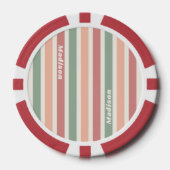 Individuelle Name-Retro-Streifenmuster Pokerchips (Vorderseite)