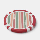 Individuelle Name-Retro-Streifenmuster Pokerchips (Einzeln)
