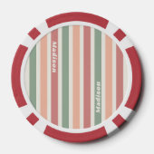 Individuelle Name-Retro-Streifenmuster Pokerchips (Rückseite)