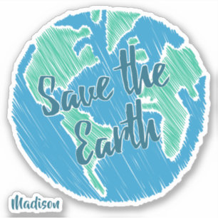 Individuelle Name Rette die Erde Aufkleber