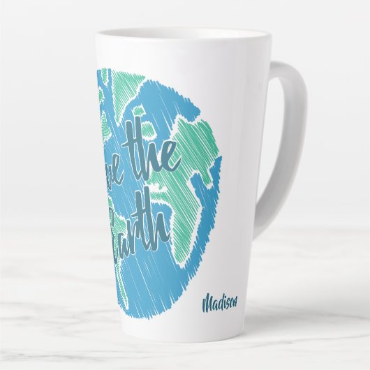 Individuelle Name Rette die Erde Milchtasse (Rechte Ecke)