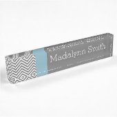 Individuelle Name Robin Egg Blue und Gray Chevrons Namensplakette