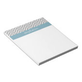 Individuelle Name Robin Egg Blue und Gray Chevrons Notizblock (angewinkelt)