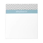 Individuelle Name Robin Egg Blue und Gray Chevrons Notizblock (Vorderseite)