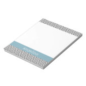 Individuelle Name Robin Egg Blue und Gray Chevrons Notizblock (Rotiert)