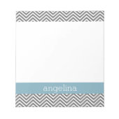 Individuelle Name Robin Egg Blue und Gray Chevrons Notizblock (Vorderseite)
