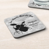 Individuelle Name Rock & Roll Drummer Wedding Drum Getränkeuntersetzer (Linke Seite)