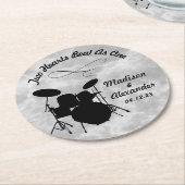 Individuelle Name Rock & Roll Drummer Wedding Drum Runder Pappuntersetzer (Angewinkelt)
