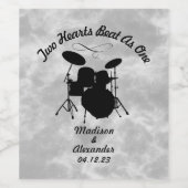 Individuelle Name Rock & Roll Drummer Wedding Drum Weinetikett (Einzelnes Label)