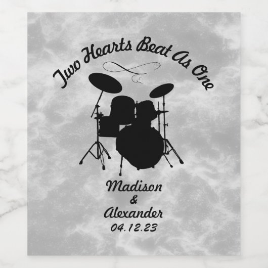 Individuelle Name Rock & Roll Drummer Wedding Drum Weinetikett (Einzelnes Label)