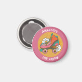 individuelle Name Roller Mädchen rosa Girl Magnet (Vorderseite/Rückseite)