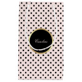 Individuelle Name Rosa | Black Polka Dot Pattern Kleine Geschenktüte (Vorderseite)