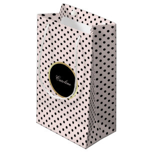 Individuelle Name Rosa Black Polka Dot Pattern Kleine Geschenktüte