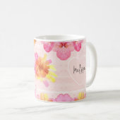 Individuelle Name Rosa Blumenfarbe Kaffeetasse (VorderseiteRechts)