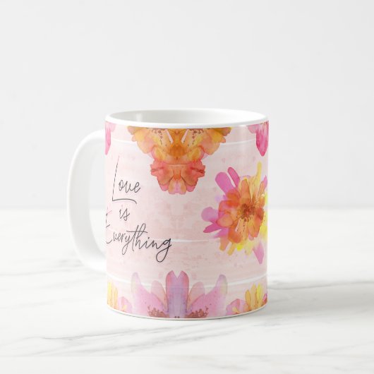Individuelle Name Rosa Blumenfarbe Kaffeetasse (Vorderseite Links)