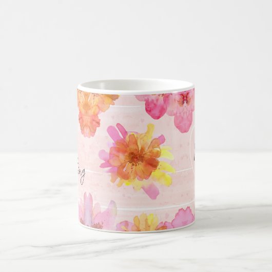 Individuelle Name Rosa Blumenfarbe Kaffeetasse (Mittel)