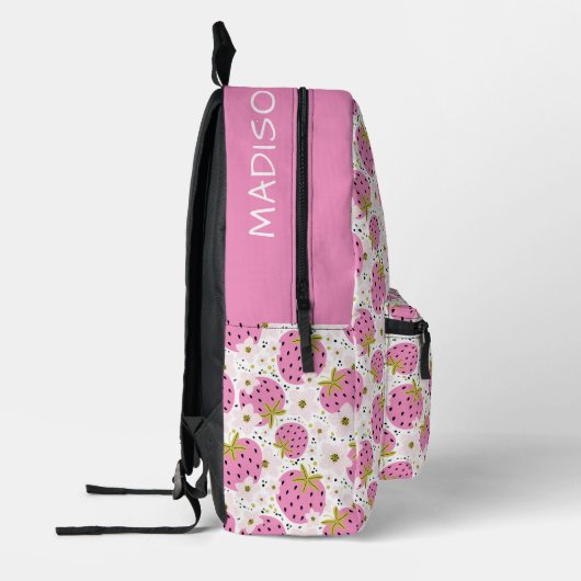 Individuelle Name Rosa Erdbeeren Muster Bedruckter Rucksack (Links)