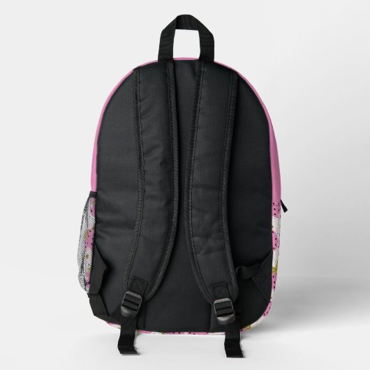 Individuelle Name Rosa Erdbeeren Muster Bedruckter Rucksack (Rückseite)