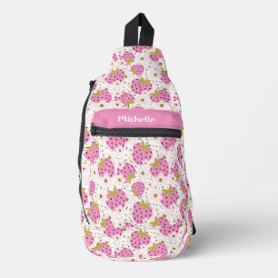 Individuelle Name Rosa Erdbeeren Muster Crossbody Bag