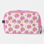 Individuelle Name Rosa Erdbeeren Muster Waschbeutel (Vorderseite)