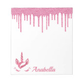 Individuelle Name Rosa Glitzer Tropfen Stars Einho Notizblock (Vorderseite)