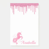 Individuelle Name Rosa Glitzer Tropfen Sterne und Post-it Klebezettel (Vorderseite)
