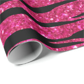 Individuelle Name Rosa Glitzer Zebrastreifen Geschenkpapier (Rolleneckpunkt)