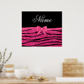 Individuelle Name Rosa Glitzer Zebrastreifen Poster (Küche)