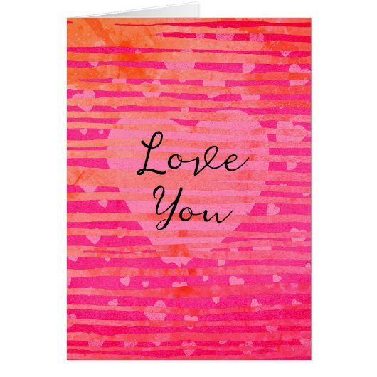 Individuelle Name Rosa Herz Valentinstag-Karte (Vorne)