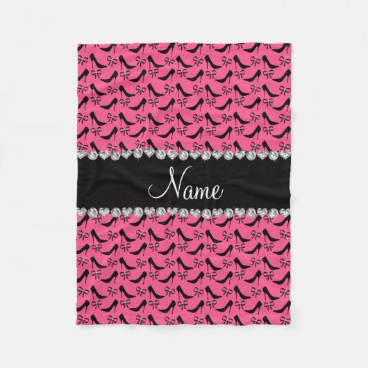 Individuelle Name Rosa High Heels Bogen Diamanten Fleecedecke (Vorderseite)