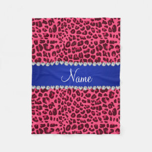 Individuelle Name Rosa Leoparden druckblau Streife Fleecedecke
