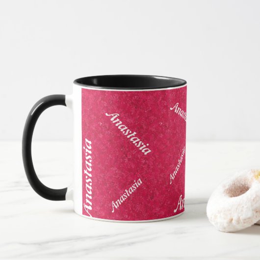 Individuelle Name rosa mädchenmodernes Muster Tasse (Mit Donut)