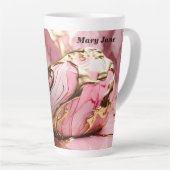 Individuelle Name Rosa Marmor & Gold Latte Tasse (Rechte Ecke)