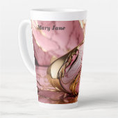 Individuelle Name Rosa Marmor & Gold Latte Tasse (Linke Ecke)