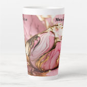Individuelle Name Rosa Marmor & Gold Latte Tasse (Vorderseite)