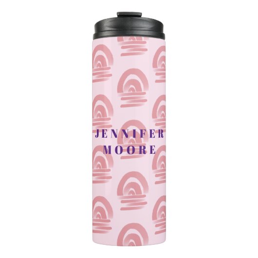 Individuelle Name Rosa Regenbogenmuster Thermosbecher (Vorderseite)