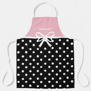 Individuelle Name Rosa Schwarzer Polka Dot Ribbon  Schürze
