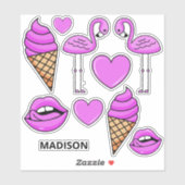 Individuelle Name Rosa Sommer Dinge Aufkleber (Blatt)