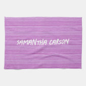 Individuelle Name rosa Streifen mit Textilien Geschirrtuch (Horizontal)