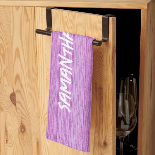 Individuelle Name rosa Streifen mit Textilien Geschirrtuch (Drittel gefaltet)