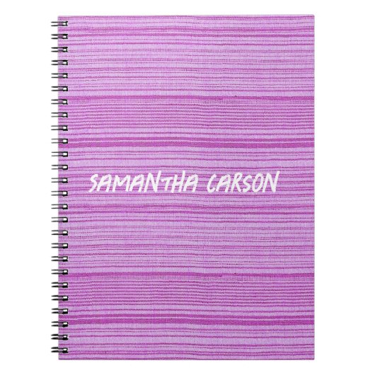 Individuelle Name rosa Streifen mit Textilien Notizblock (Vorderseite)