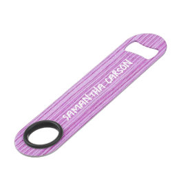Individuelle Name rosa Streifen mit Textilien Speed Flaschenöffner