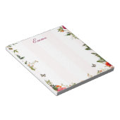 Individuelle Name Rosa Streifen und Rote Blüte Notizblock (angewinkelt)