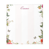 Individuelle Name Rosa Streifen und Rote Blüte Notizblock (Vorderseite)