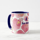Individuelle Name Rosa Tasse mit Blumen - Wasserfa (Vorderseite Links)