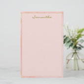 Individuelle Name Rosa und Gold Briefpapier (Stehend Vorderseite)