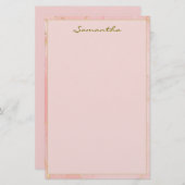 Individuelle Name Rosa und Gold Briefpapier (Vorne/Hinten)