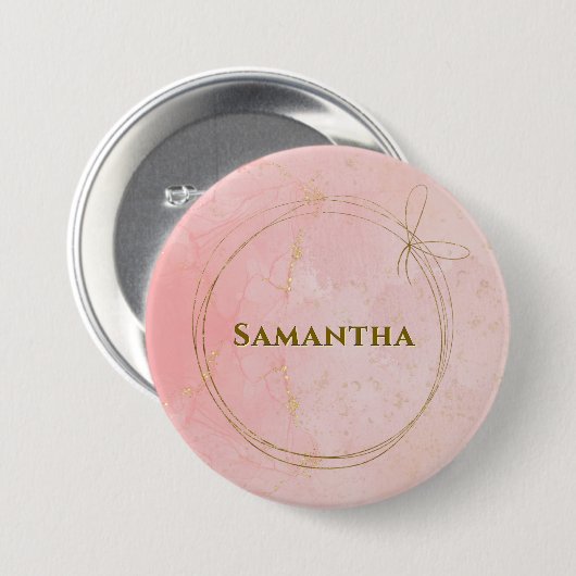 Individuelle Name Rosa und Gold Button (Vorne & Hinten)