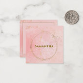 Individuelle Name Rosa und Gold Square Mitteilungskarte (Vorderseite/Rückseite Beispiel)