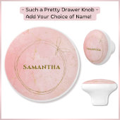 Individuelle Name, rosa und goldene Keramik Keramikknauf